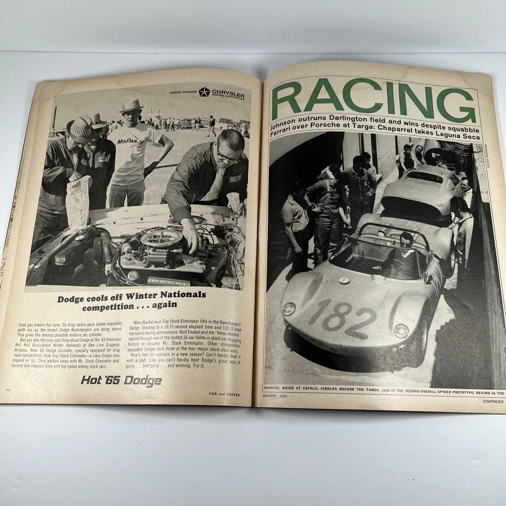August 1965 Car‎ and Driver Indianapolis 500 Plymouth Sport Fury Cortina GT (1)
